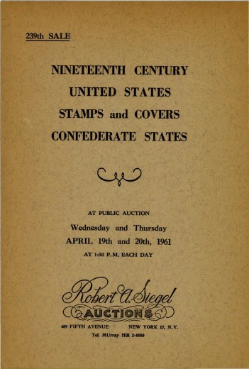 Catalog Cover Sale no. 239 — Siegel Auction Galleries