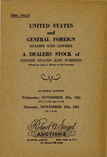Catalog Cover Sale no. 245 — Siegel Auction Galleries