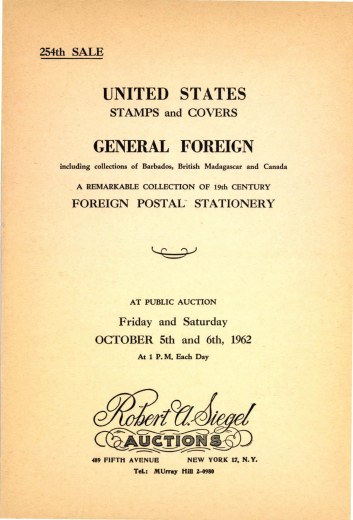 Catalog Cover Sale no. 254 — Siegel Auction Galleries