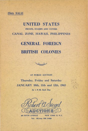 Catalog Cover Sale no. 256 — Siegel Auction Galleries