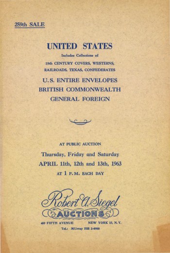 Catalog Cover Sale no. 259 — Siegel Auction Galleries
