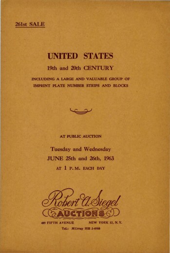 Catalog Cover Sale no. 261 — Siegel Auction Galleries