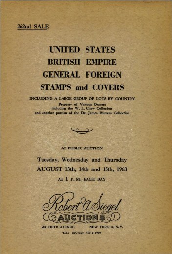 Catalog Cover Sale no. 262 — Siegel Auction Galleries