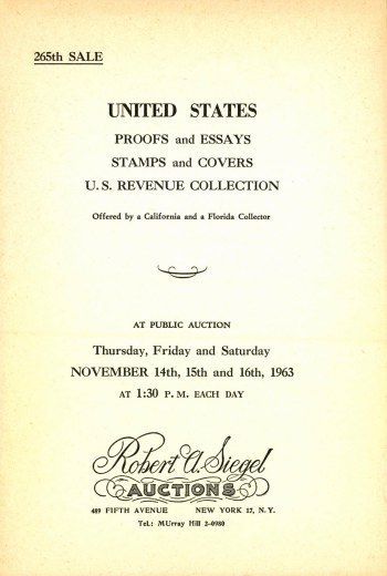 Catalog Cover Sale no. 265 — Siegel Auction Galleries