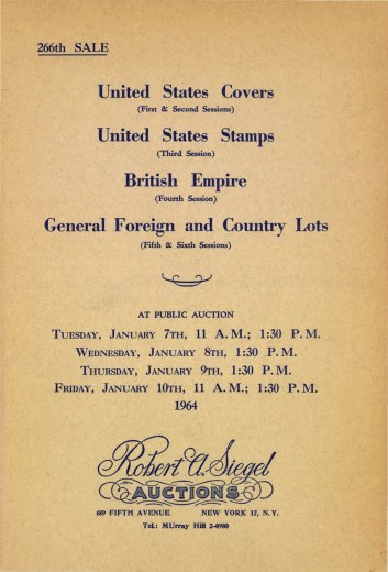 Catalog Cover Sale no. 266 — Siegel Auction Galleries