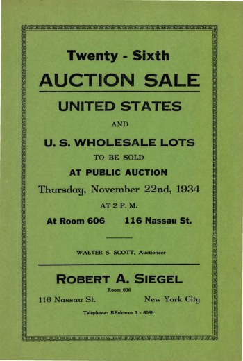 Catalog Cover Sale no. 26 — Siegel Auction Galleries
