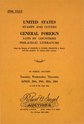 Catalog Cover Sale no. 270 — Siegel Auction Galleries