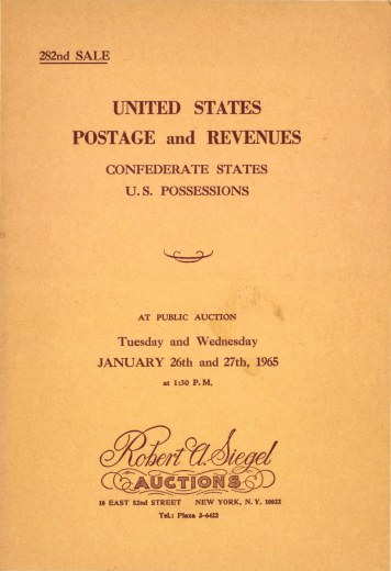 Catalog Cover Sale no. 282 — Siegel Auction Galleries