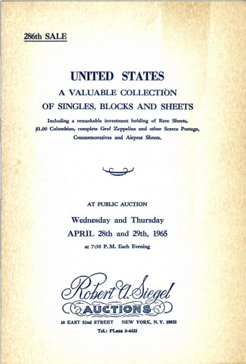 Catalog Cover Sale no. 286 — Siegel Auction Galleries