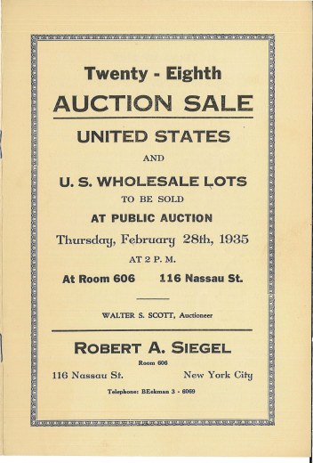 Catalog Cover Sale no. 28 — Siegel Auction Galleries