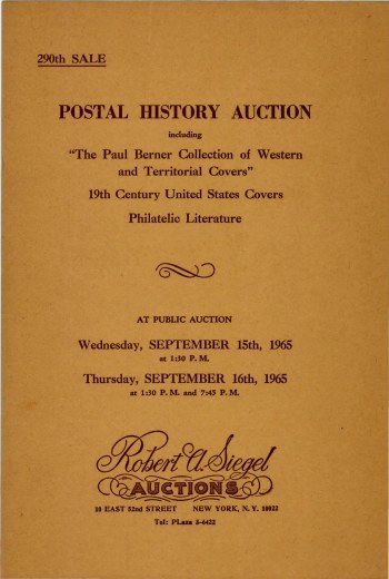 Catalog Cover Sale no. 290 — Siegel Auction Galleries