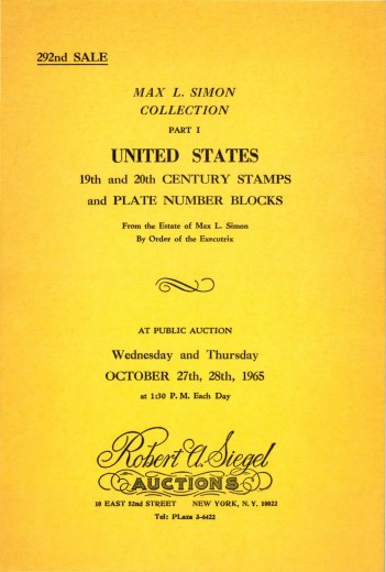 Catalog Cover Sale no. 292 — Siegel Auction Galleries