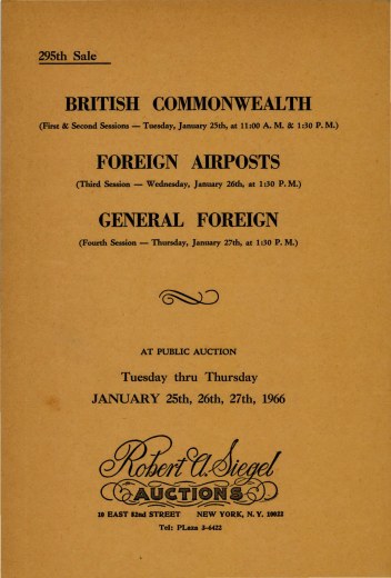 Catalog Cover Sale no. 295 — Siegel Auction Galleries