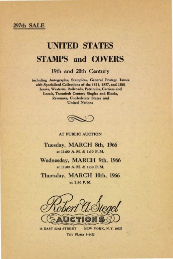 Catalog Cover Sale no. 297 — Siegel Auction Galleries