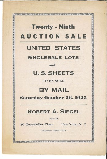 Catalog Cover Sale no. 29 — Siegel Auction Galleries