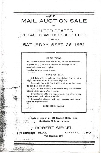 Catalog Cover Sale no. 2 — Siegel Auction Galleries