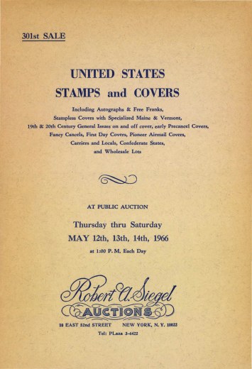 Catalog Cover Sale no. 301 — Siegel Auction Galleries