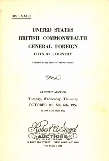 Catalog Cover Sale no. 306 — Siegel Auction Galleries