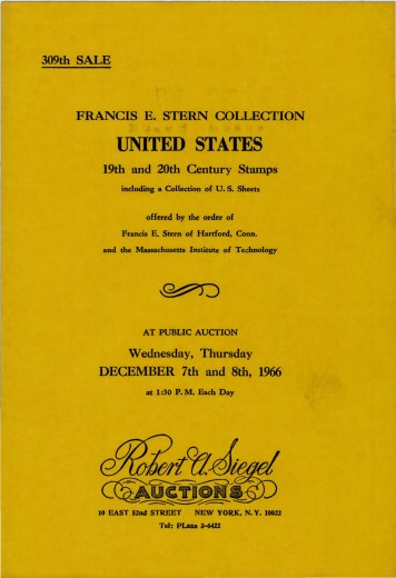 Catalog Cover Sale no. 309 — Siegel Auction Galleries