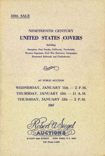 Catalog Cover Sale no. 310 — Siegel Auction Galleries
