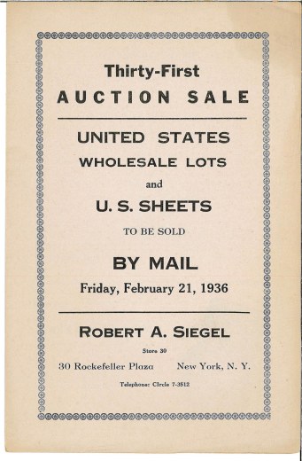 Catalog Cover Sale no. 31 — Siegel Auction Galleries