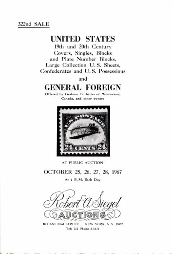 Catalog Cover Sale no. 322 — Siegel Auction Galleries