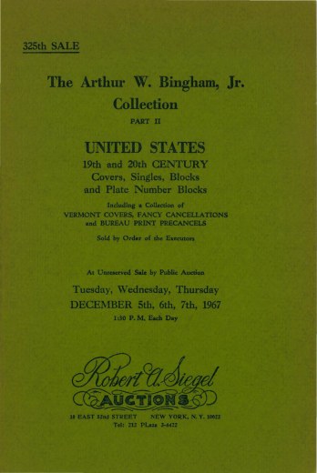 Catalog Cover Sale no. 325 — Siegel Auction Galleries
