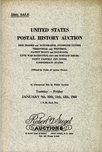 Catalog Cover Sale no. 326 — Siegel Auction Galleries