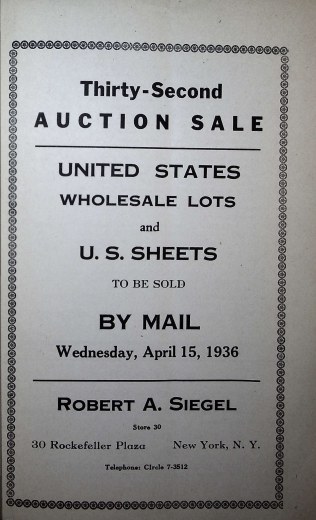Catalog Cover Sale no. 32 — Siegel Auction Galleries