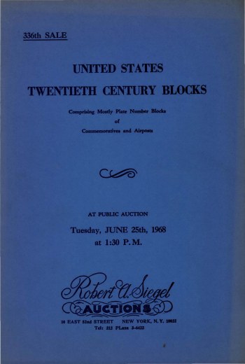 Catalog Cover Sale no. 336 — Siegel Auction Galleries