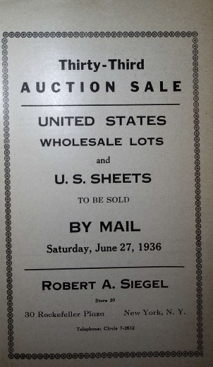 Catalog Cover Sale no. 33 — Siegel Auction Galleries