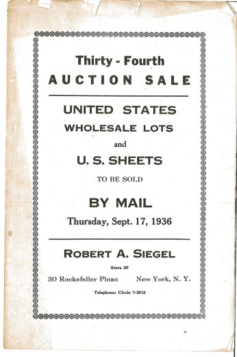 Catalog Cover Sale no. 34 — Siegel Auction Galleries