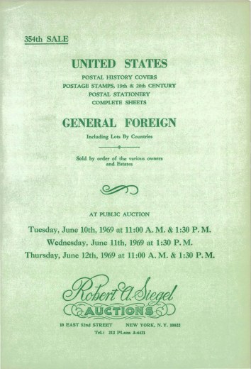 Catalog Cover Sale no. 354 — Siegel Auction Galleries