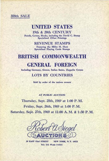 Catalog Cover Sale no. 358 — Siegel Auction Galleries