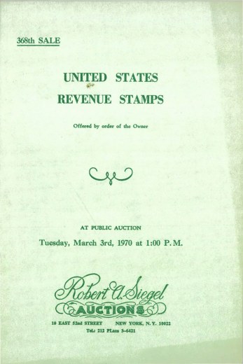 Catalog Cover Sale no. 368 — Siegel Auction Galleries