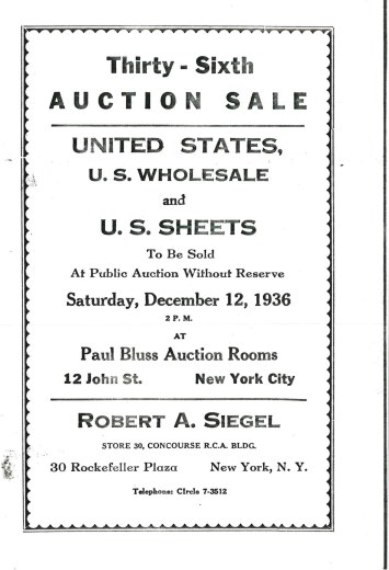 Catalog Cover Sale no. 36 — Siegel Auction Galleries