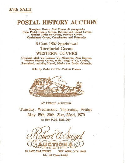 Catalog Cover Sale no. 375 — Siegel Auction Galleries