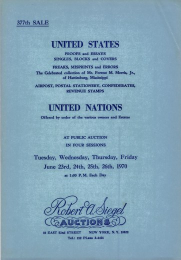 Catalog Cover Sale no. 377 — Siegel Auction Galleries