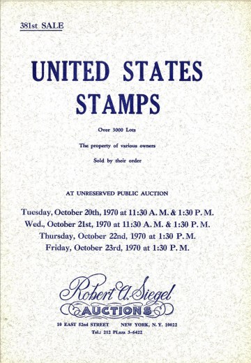 Catalog Cover Sale no. 381 — Siegel Auction Galleries