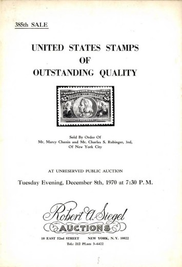 Catalog Cover Sale no. 385 — Siegel Auction Galleries