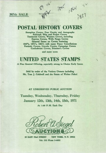 Catalog Cover Sale no. 387 — Siegel Auction Galleries