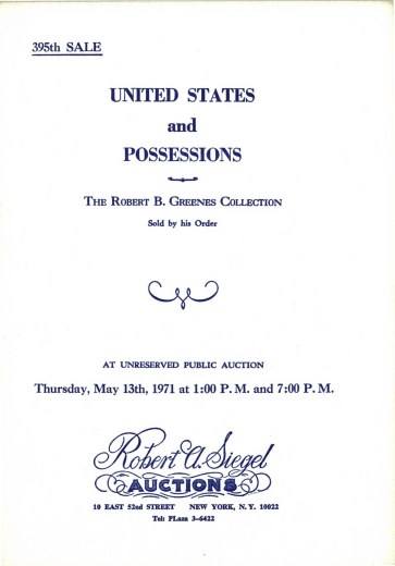 Catalog Cover Sale no. 395 — Siegel Auction Galleries