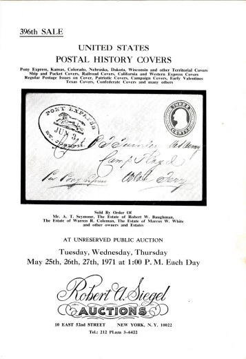 Catalog Cover Sale no. 396 — Siegel Auction Galleries