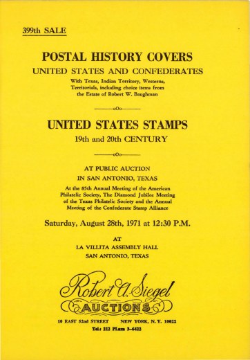 Catalog Cover Sale no. 399 — Siegel Auction Galleries