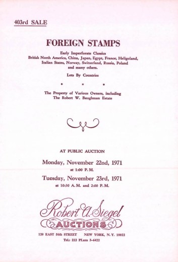 Catalog Cover Sale no. 403 — Siegel Auction Galleries