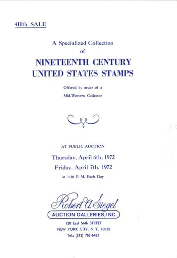 Catalog Cover Sale no. 410 — Siegel Auction Galleries