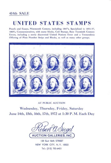 Catalog Cover Sale no. 414 — Siegel Auction Galleries