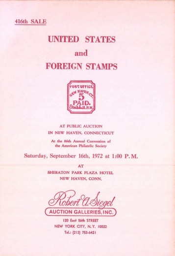 Catalog Cover Sale no. 416 — Siegel Auction Galleries
