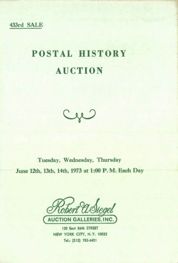 Catalog Cover Sale no. 433 — Siegel Auction Galleries