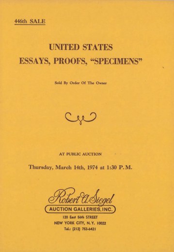 Catalog Cover Sale no. 446 — Siegel Auction Galleries
